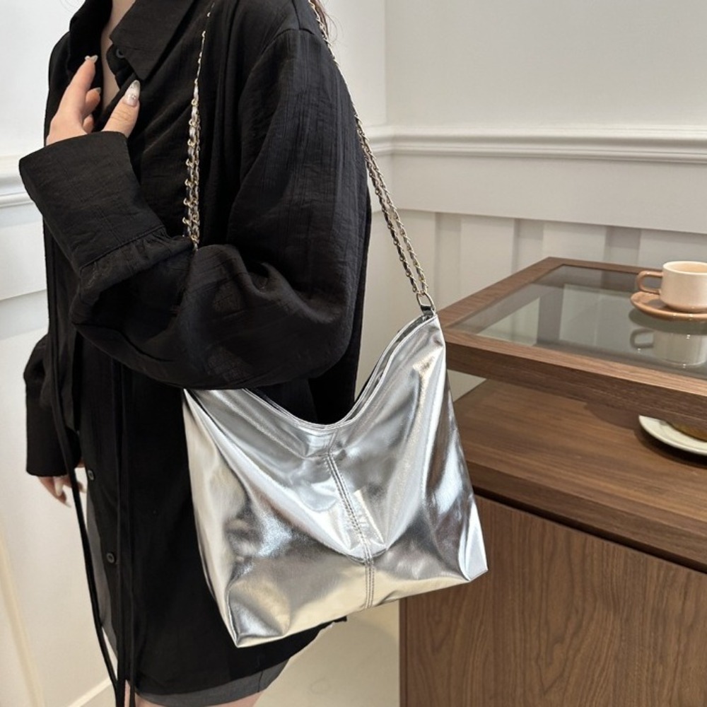 Wallet Chain Bag - Retro Shiny PU Leather Tote Bag