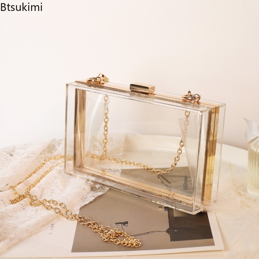 Wallet Chain Bag - Fashion Transparent Acrylic Evening Clutch Bags