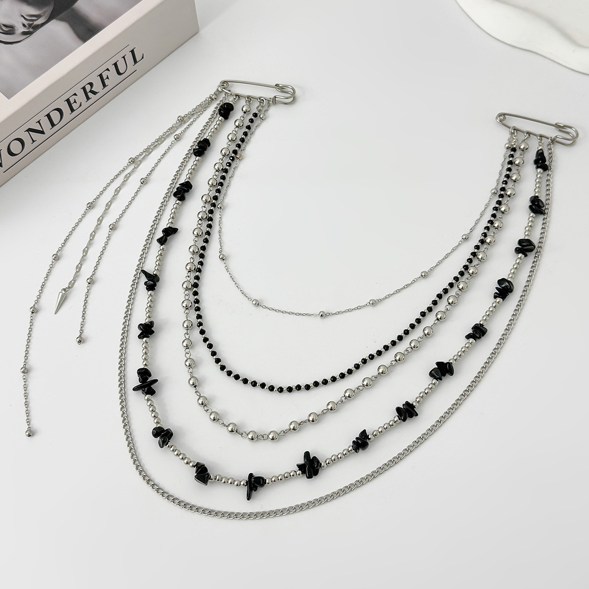 Punk Hip Hop Long Crystal Broo - Women Accessories Jewelry review and price