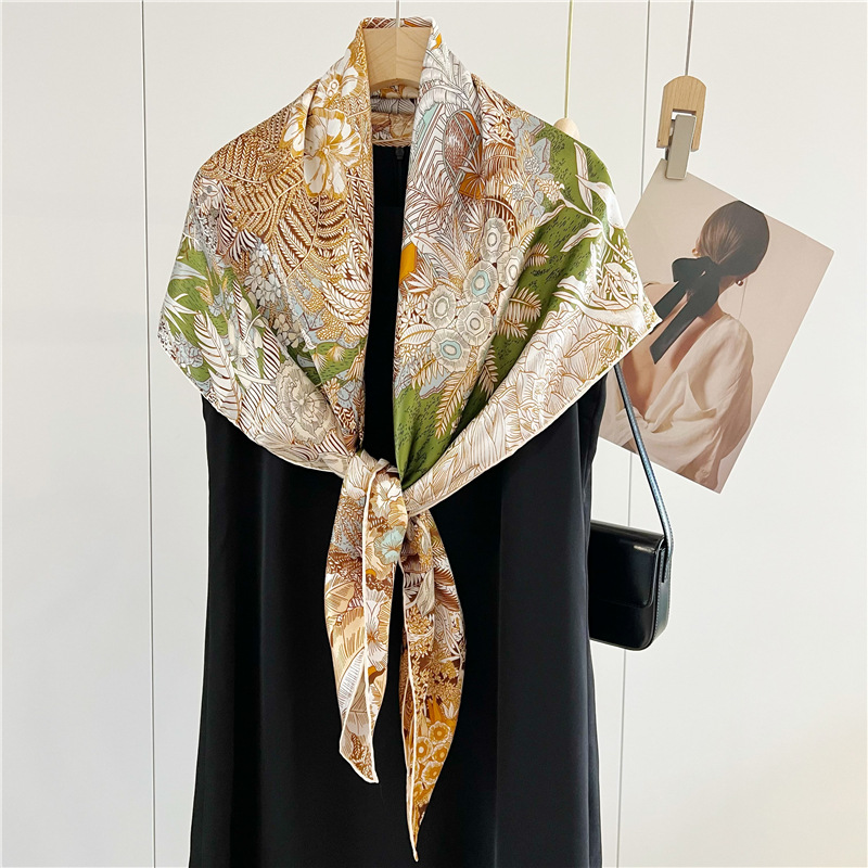 Satin Silk Scarf 110cm Brand M - Accessories Brand For Women review and price