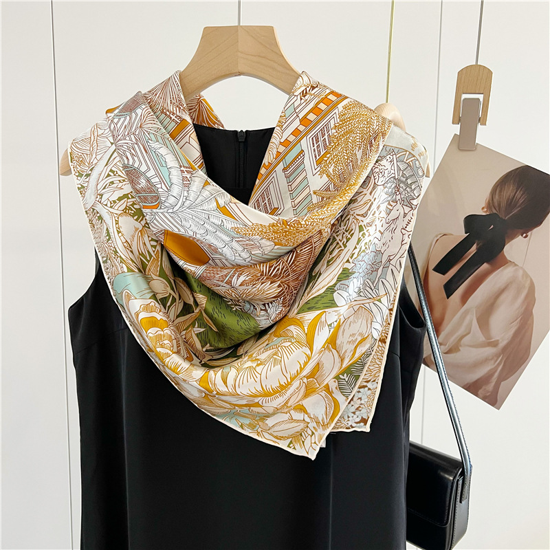 Satin Silk Scarf 110cm Brand M - Accessories Brand For Women review and price
