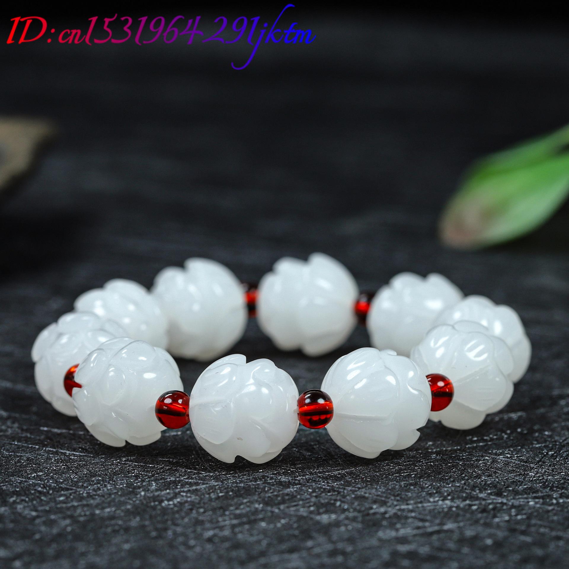 White Real Jade Lotus Bracelet - Women Accessories Jewelry review and price