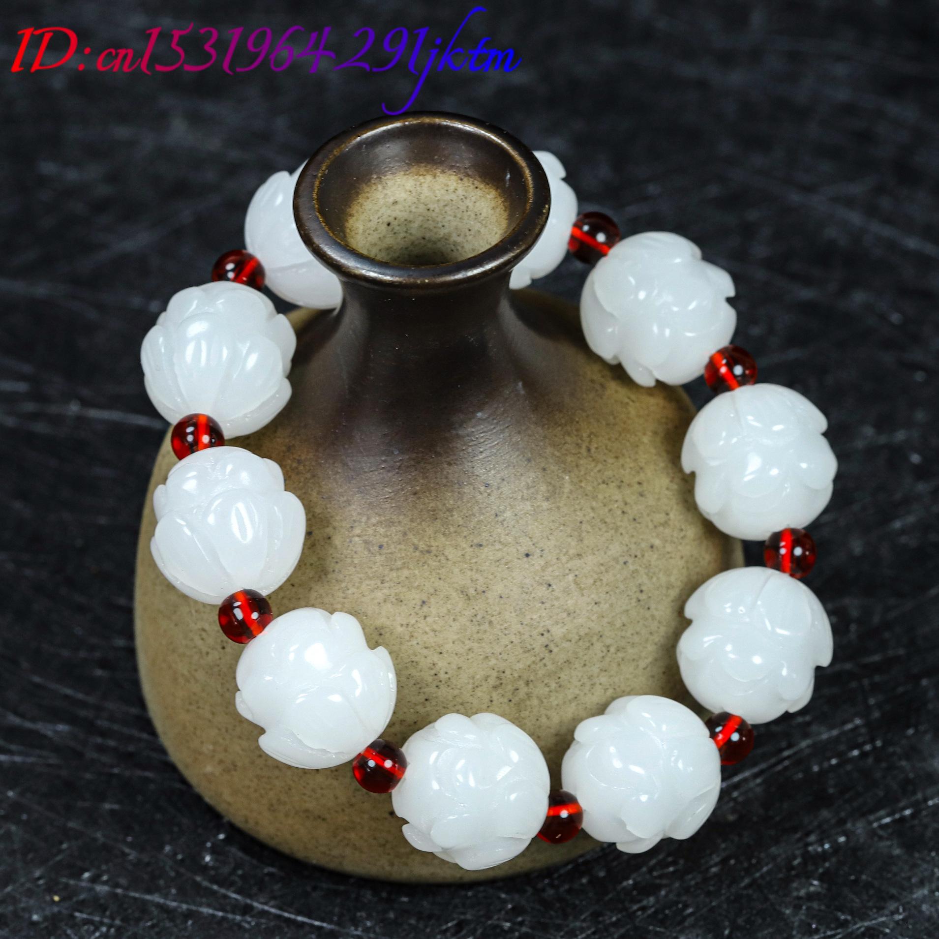 White Real Jade Lotus Bracelet - Women Accessories Jewelry review and price