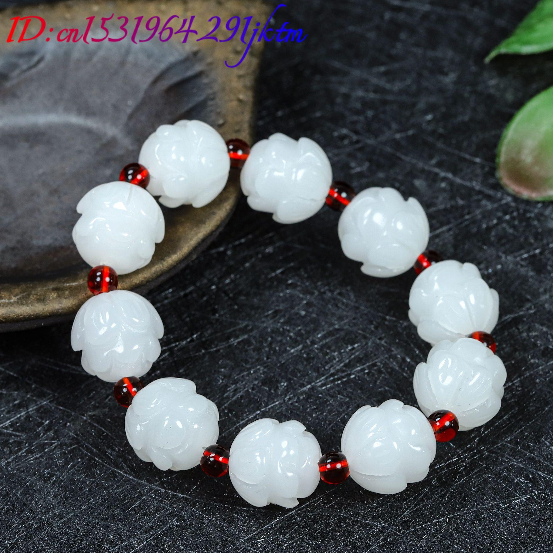 White Real Jade Lotus Bracelet - Women Accessories Jewelry review and price