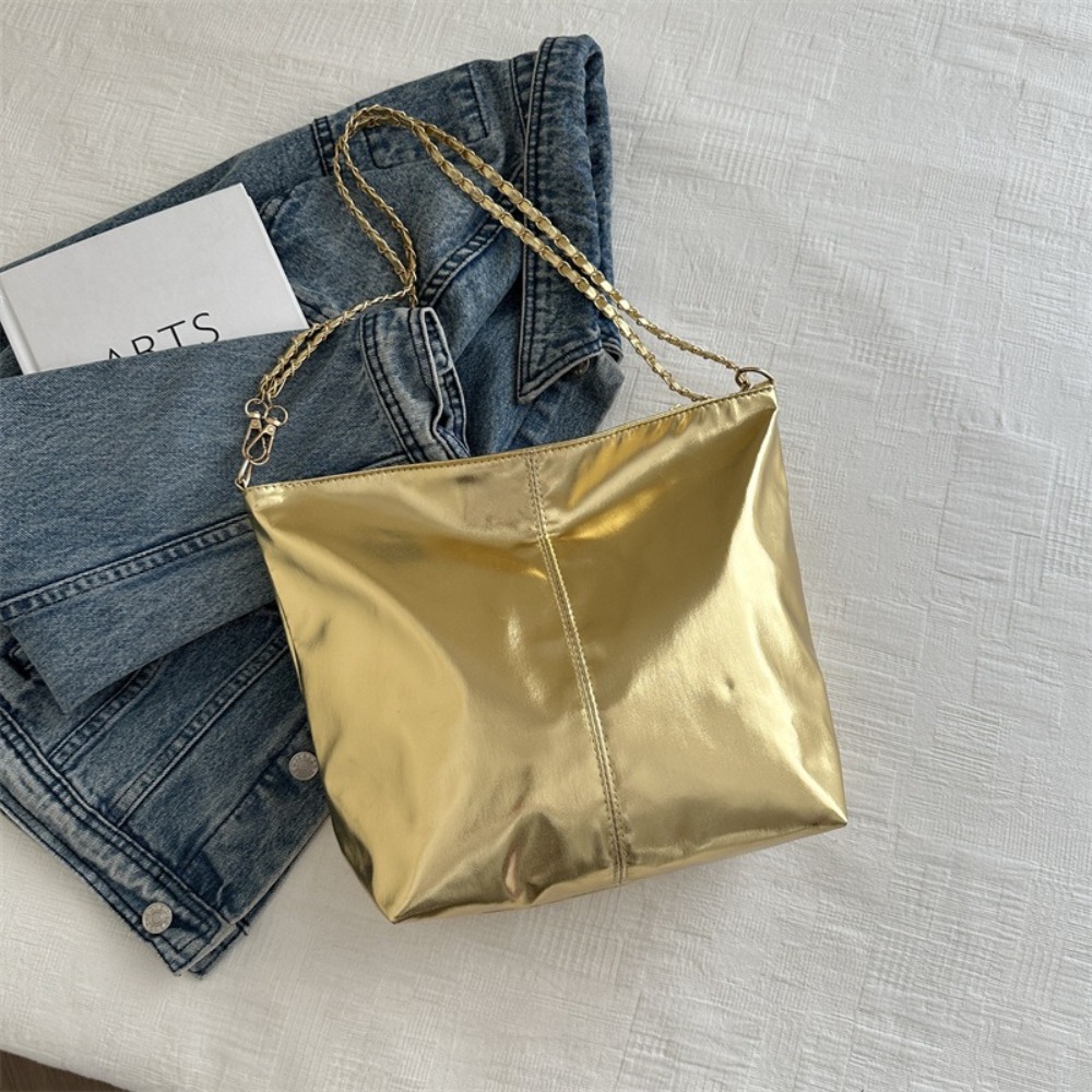 Retro Shiny PU Leather Tote Ba - Wallet Chain Bag review and price