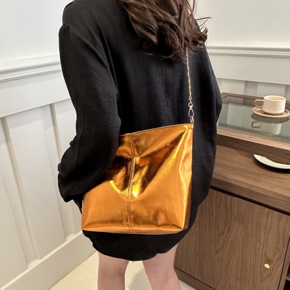 Retro Shiny PU Leather Tote Ba - Wallet Chain Bag review and price