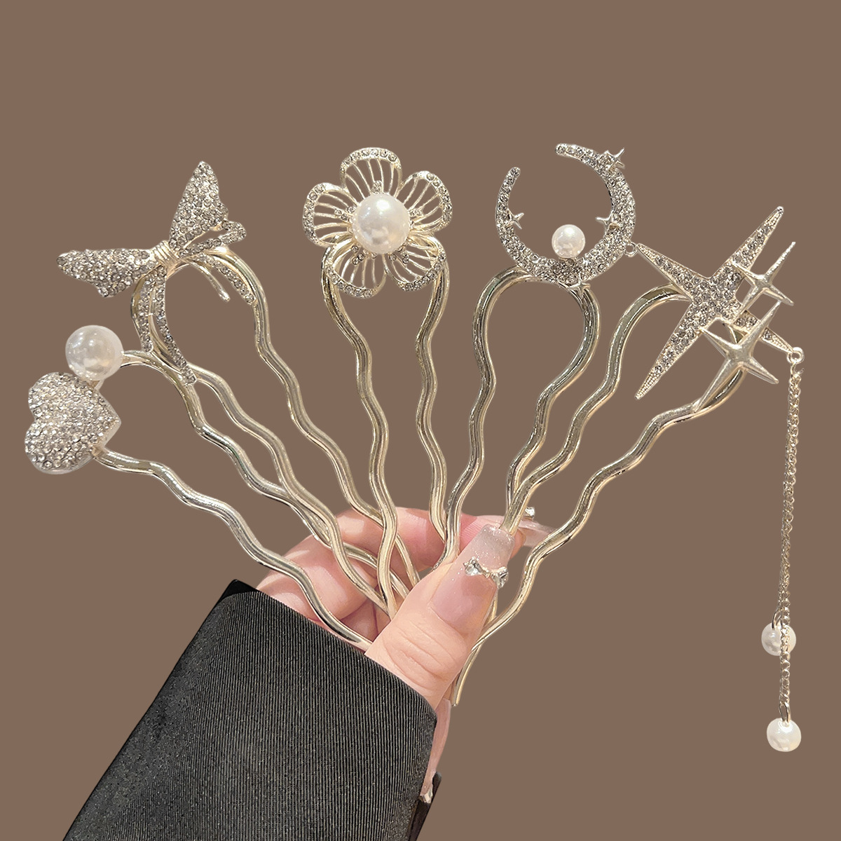 Pearl Flower Heart Moon U-Shap - Women Accessories Shop review and price
